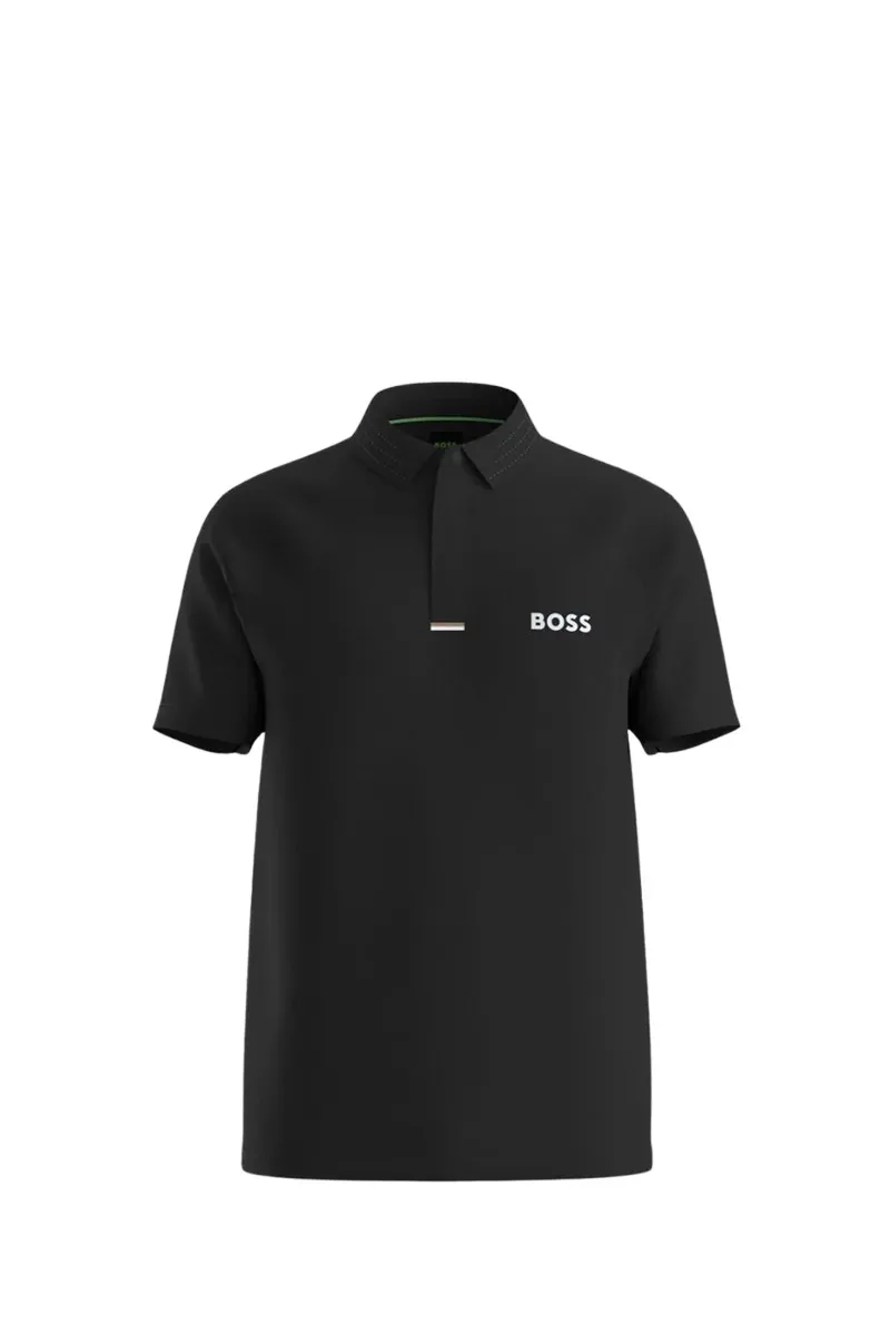 HUGO BOSS Men GOC Paddytech Regular Fit Polo Shirt in Black Polyester 0