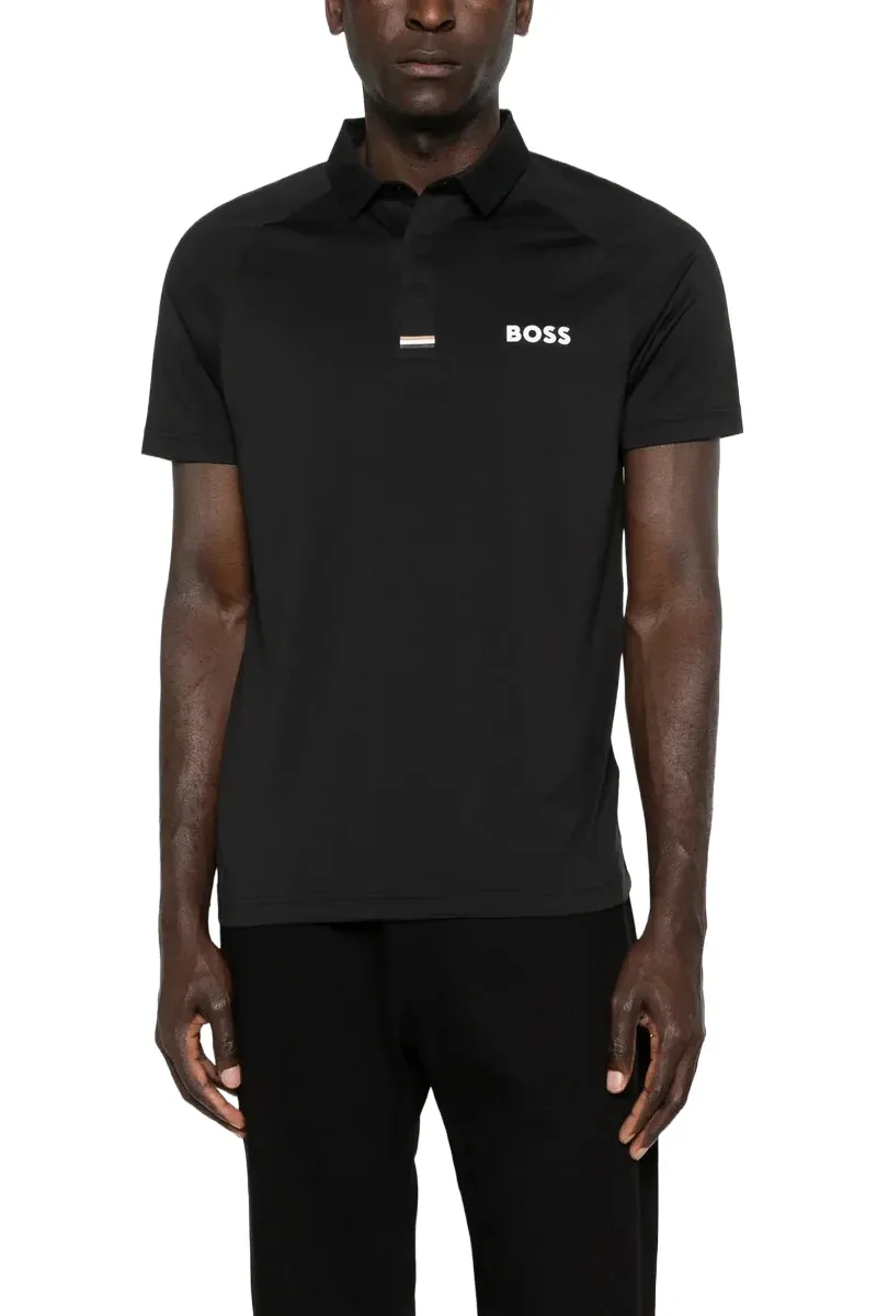 HUGO BOSS Men GOC Paddytech Regular Fit Polo Shirt in Black Polyester 1