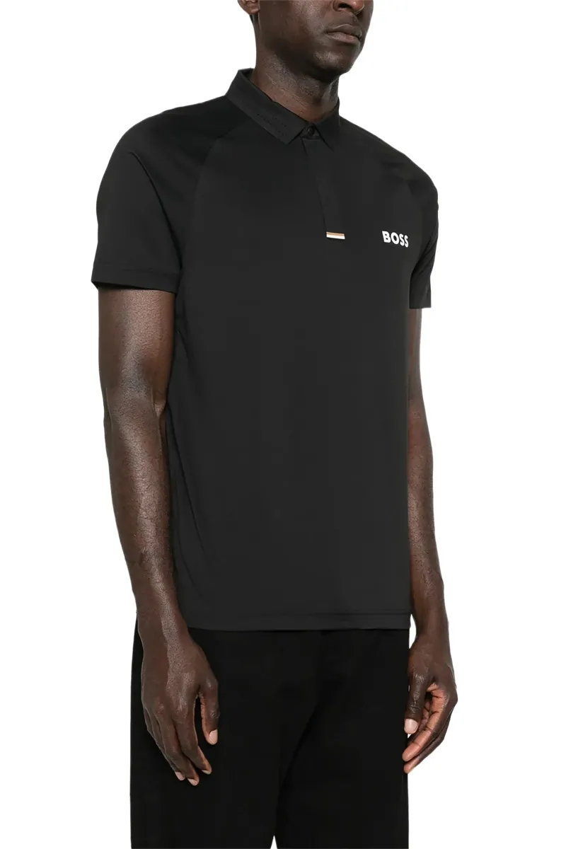 HUGO BOSS Men GOC Paddytech Regular Fit Polo Shirt in Black Polyester 3