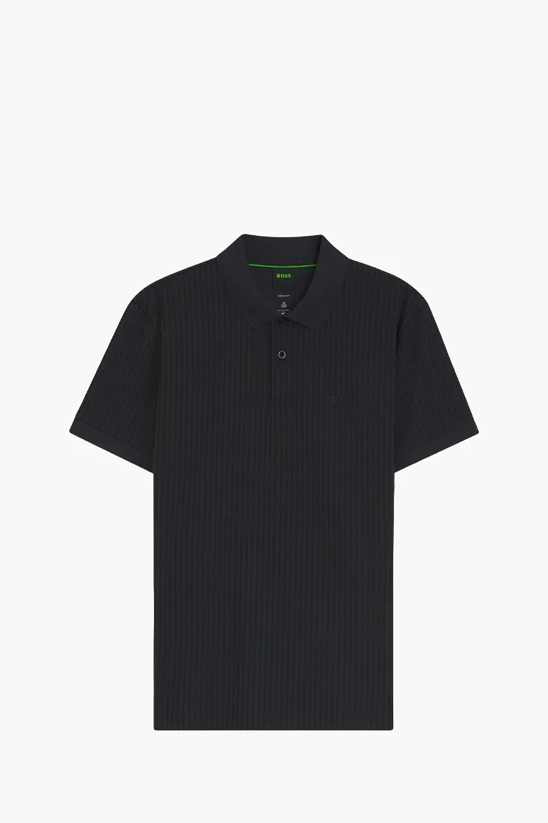 HUGO BOSS Men GOC Birdie 3 Regular Fit Polo Shirt in Dark Blue Cotton-Pique with All Over Print 0