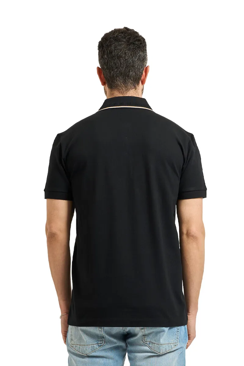 HUGO BOSS Men GOC Birdie Paule Regular Fit Polo Shirt in Black Cotton 2