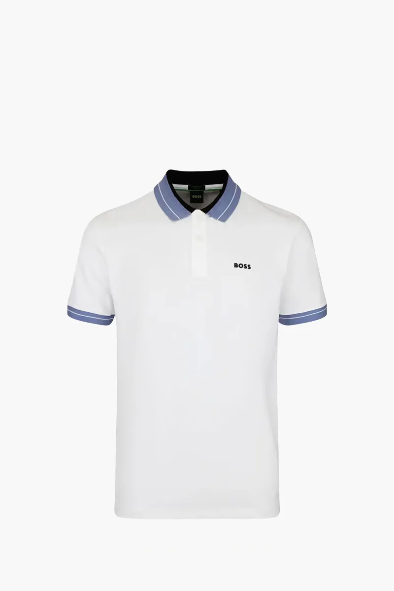 HUGO BOSS Men PL_Member Regular Fit Polo Shirt in White Cotton 0