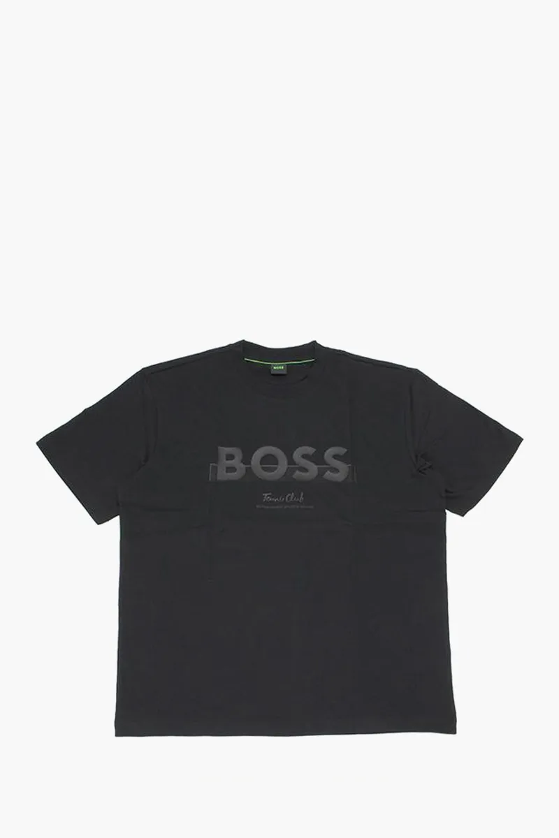 HUGO BOSS Men Member Logo Relaxed Fit T-Shirt in Black Cotton 0