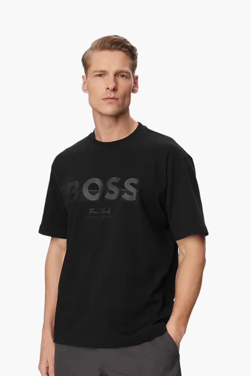 HUGO BOSS Men Member Logo Relaxed Fit T-Shirt in Black Cotton 1
