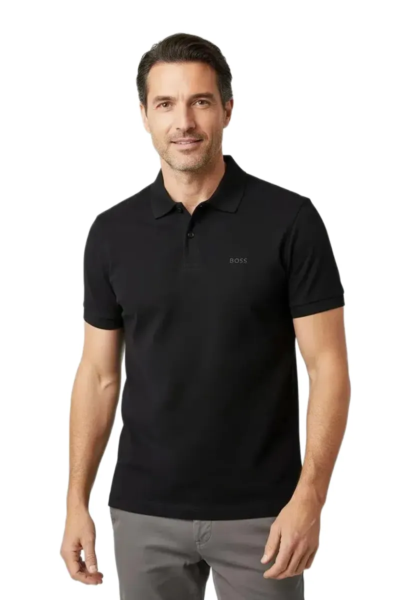 HUGO BOSS Men Pio 2 Regular Fit Polo Shirt in Black Cotton 2
