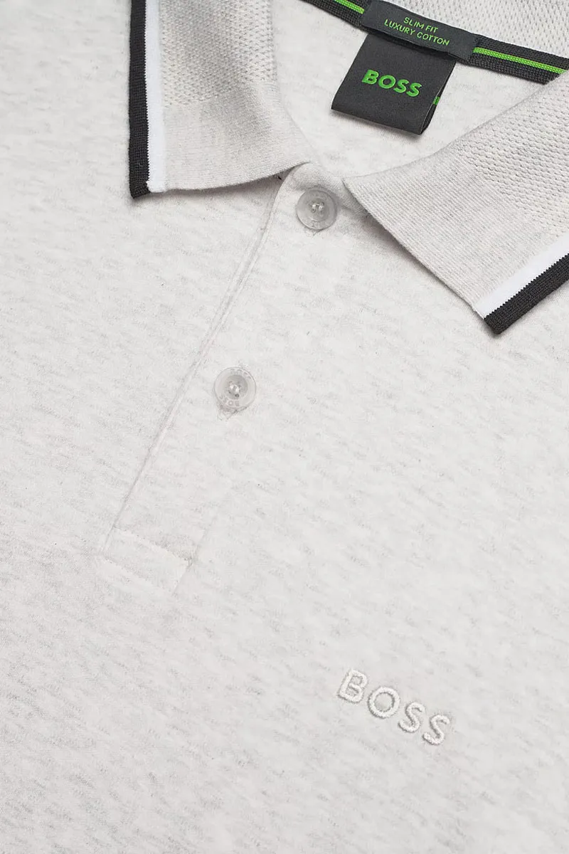 HUGO BOSS Men Paddy Interlock Slim Fit Polo Shirt in Light Grey Cotton 2