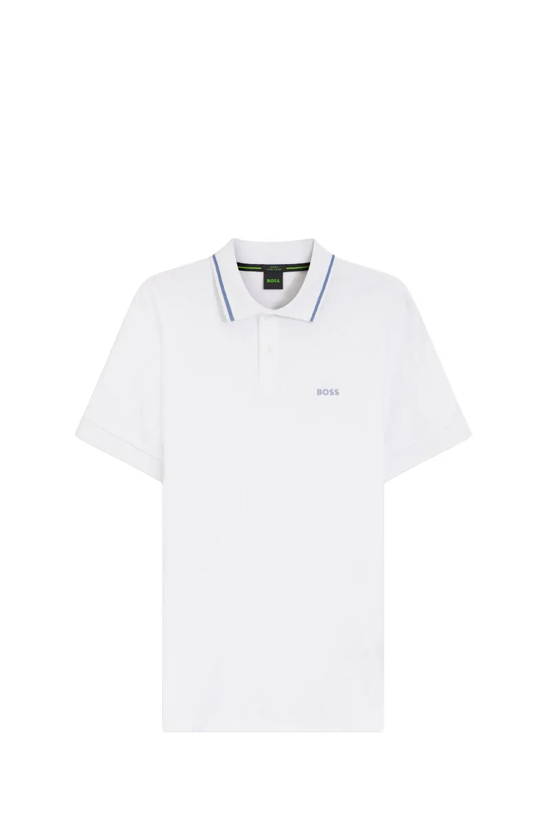 HUGO BOSS Men Paddy Interlock Slim Fit Polo Shirt in White Cotton 0