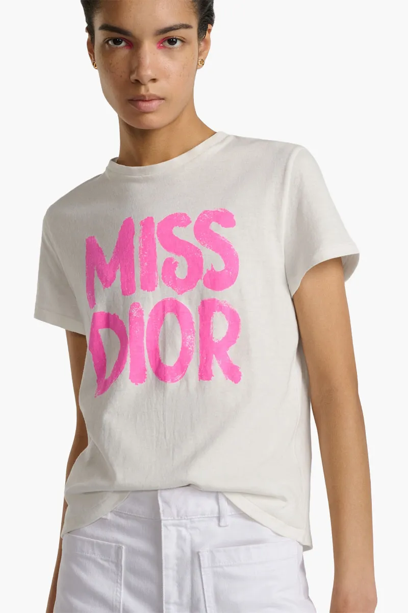 CHRISTIAN DIOR Miss Dior T-shirt in White/Bright Pink Cotton 2