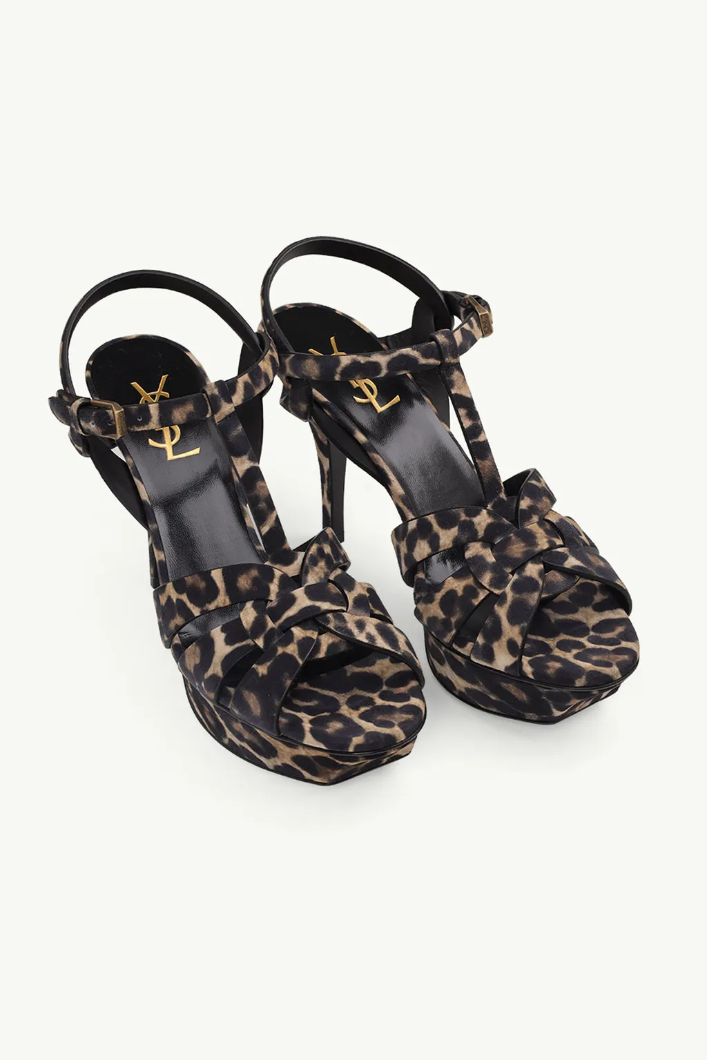 SAINT LAURENT Tribute 10cm in Beige/Black Leopard 1