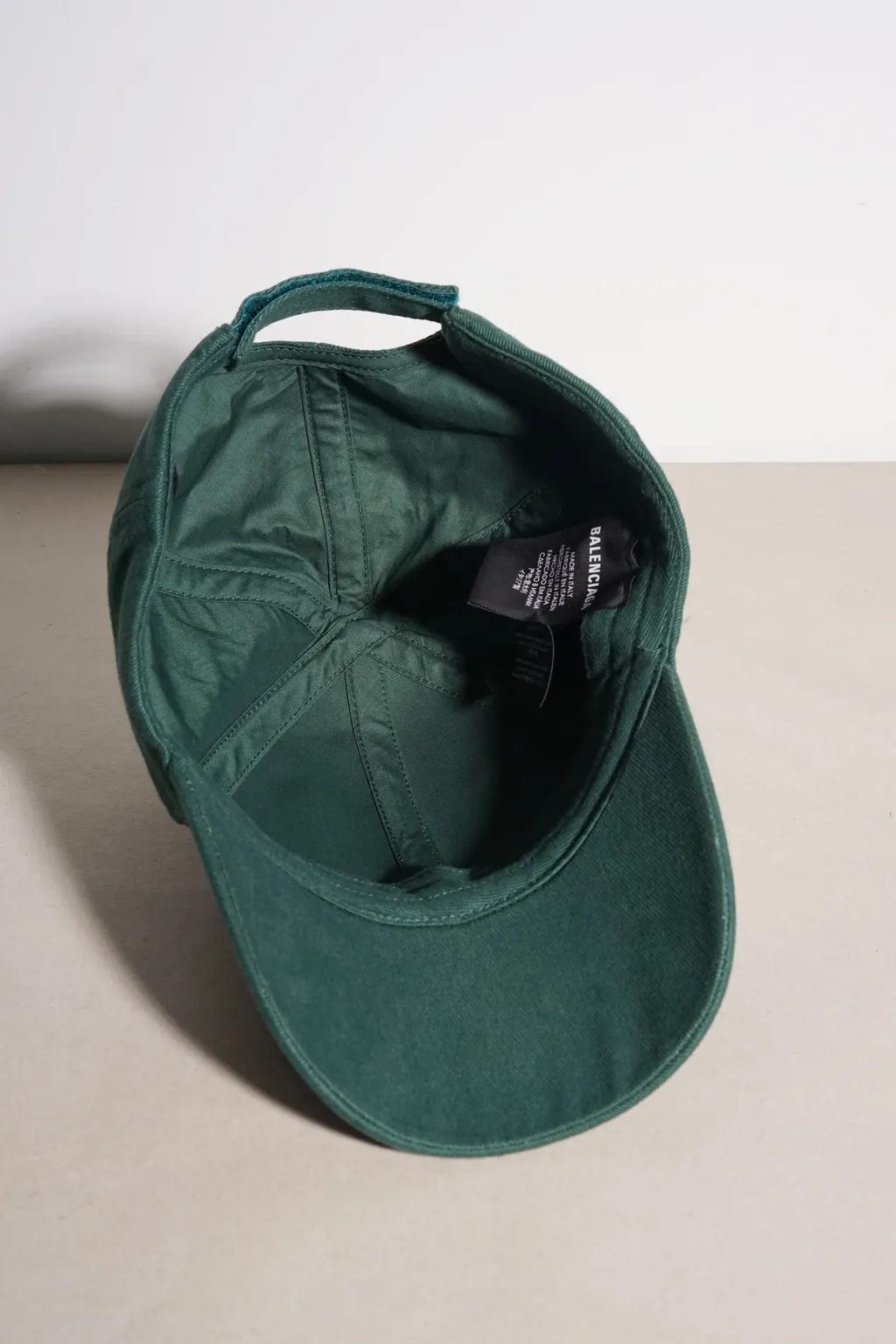 BALENCIAGA Baseball Logo Cap in Dark Green with White Embroidery 3