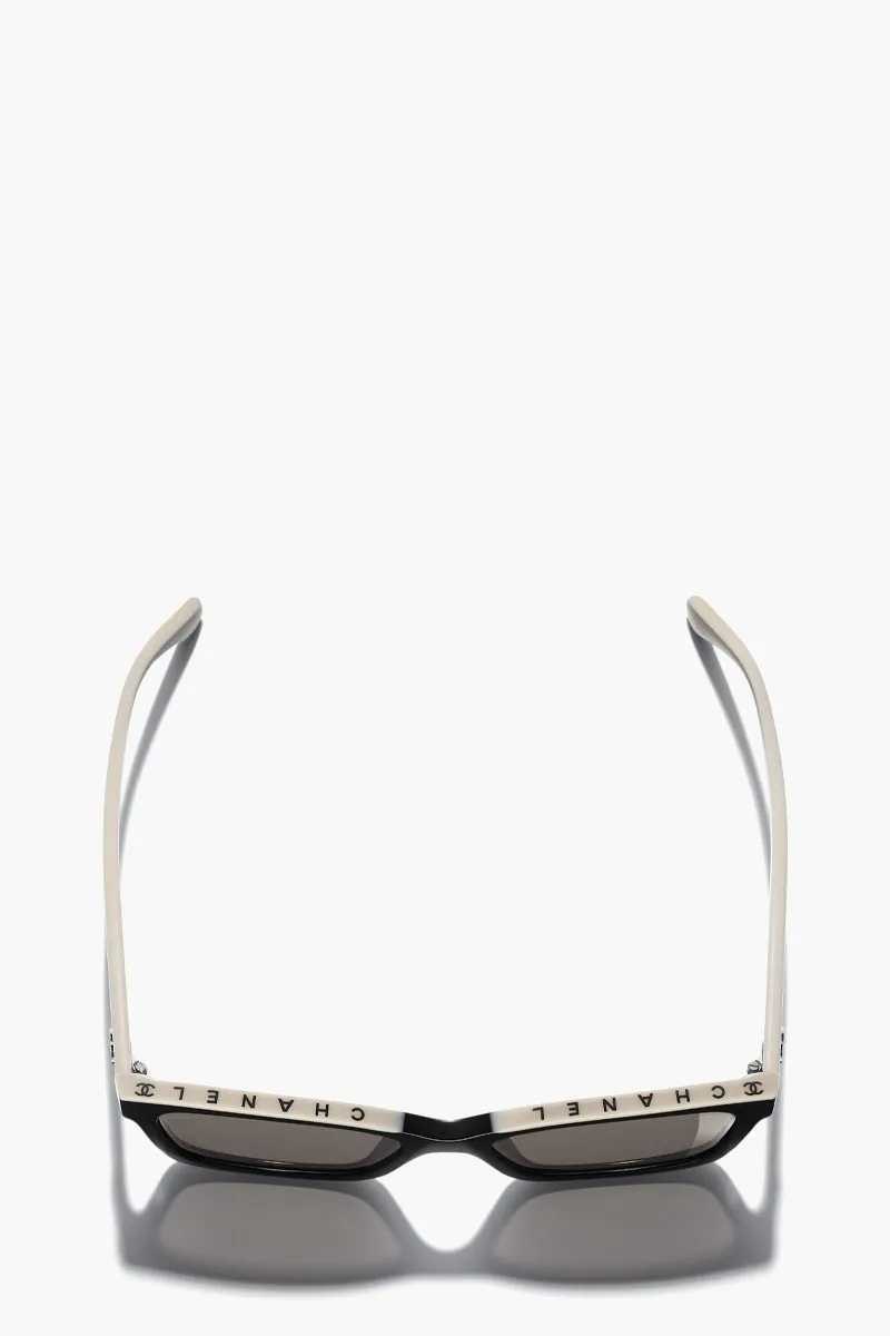 CHANEL Square Sunglasses in Black/Beige with Lettering Logo 3