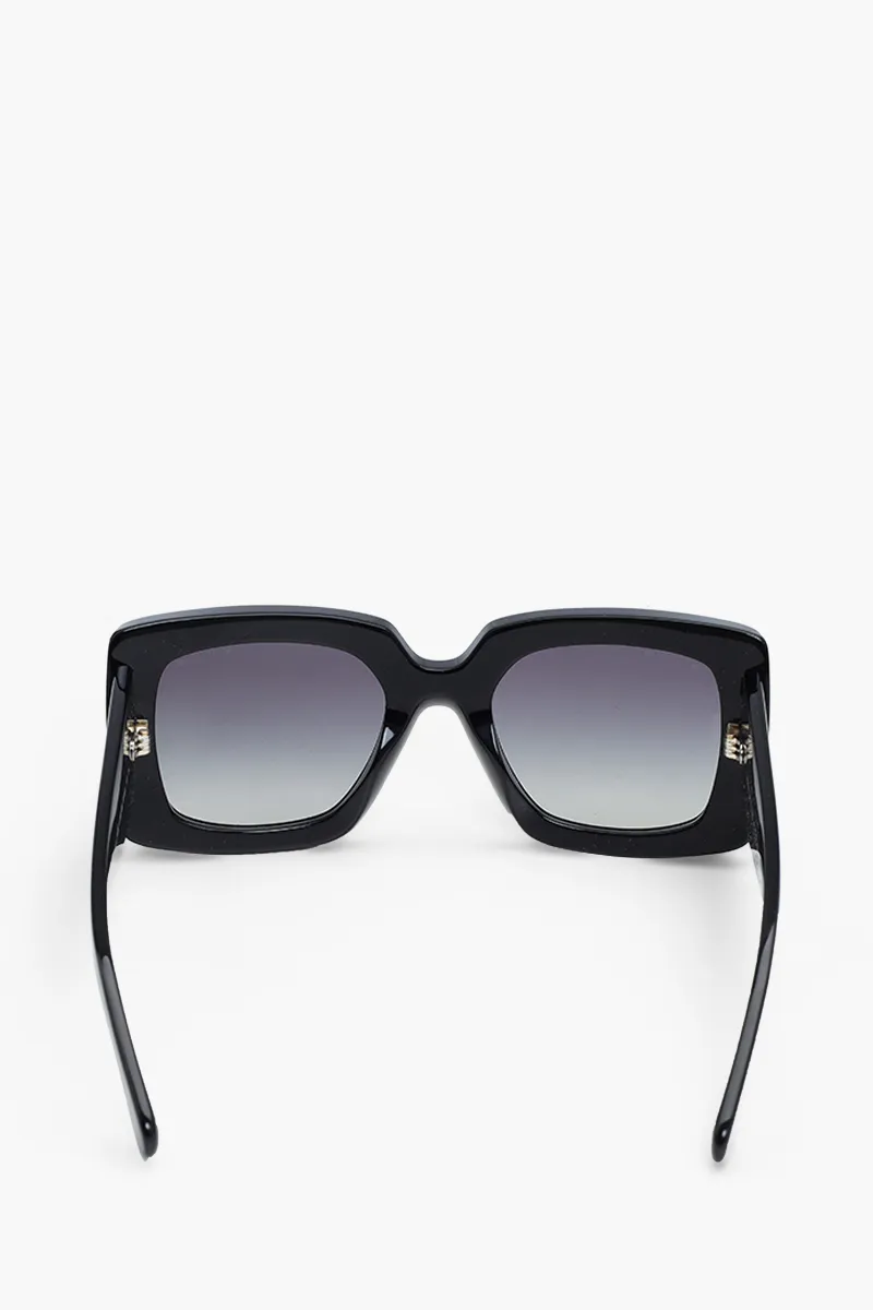 CHANEL Rectangular Gold Metals Sunglasses in Black/Gold Acetate with CC Logo  1