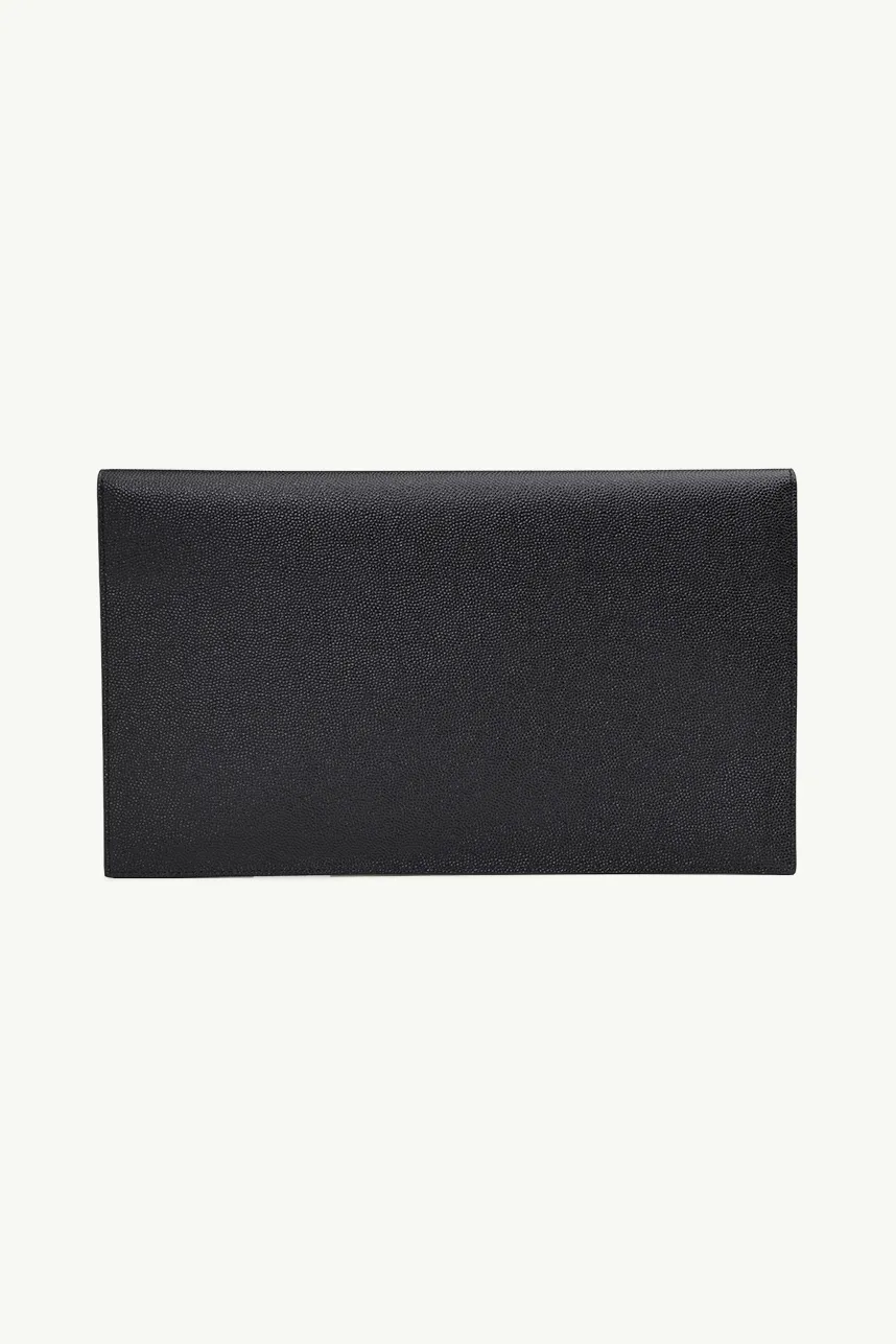 SAINT LAURENT Uptown Pouch in Black Grained Leather GHW 1