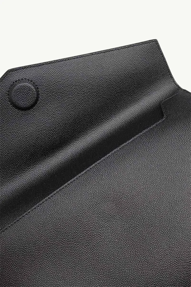 SAINT LAURENT Uptown Pouch in Black Grained Leather GHW 3