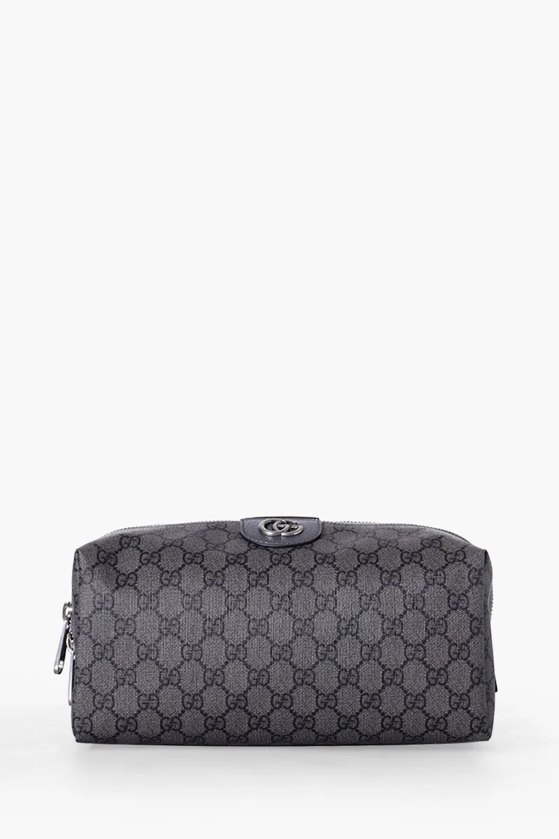 GUCCI Ophidia GG Supreme Toiletry Case in Grey/Black SHW 0
