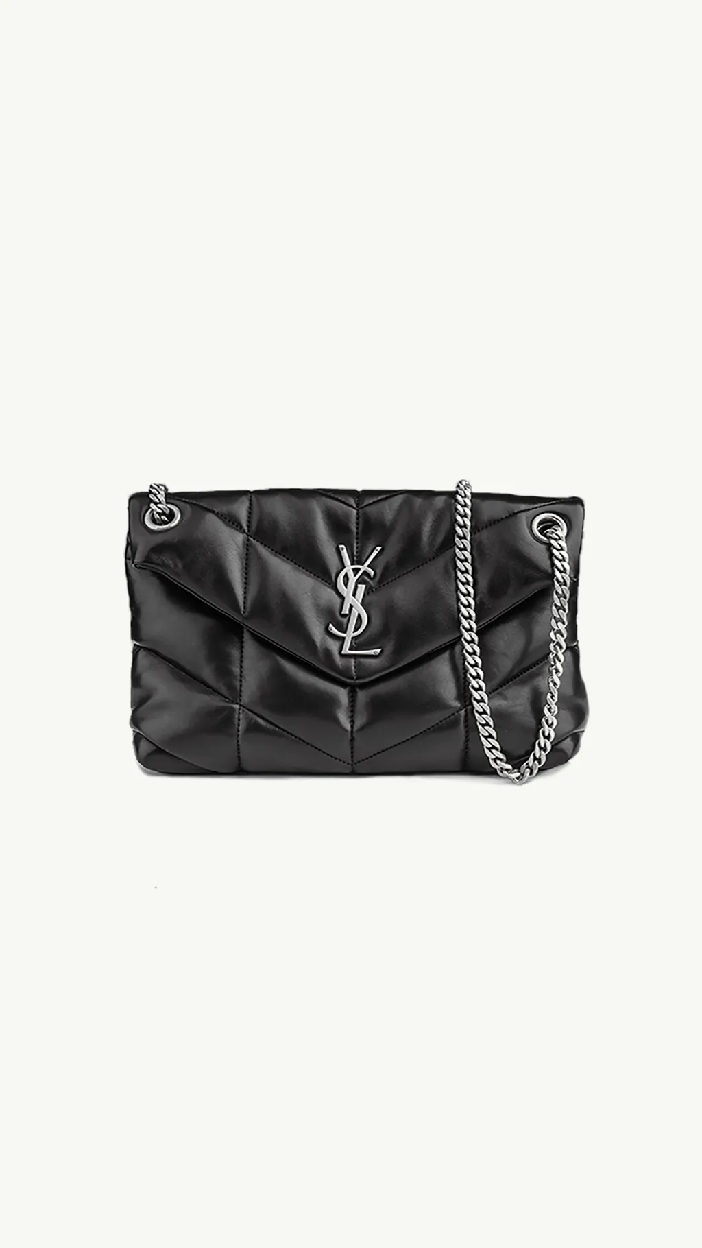 SAINT LAURENT Small Loulou Puffer Shoulder Bag in Black Quilted SHW 0