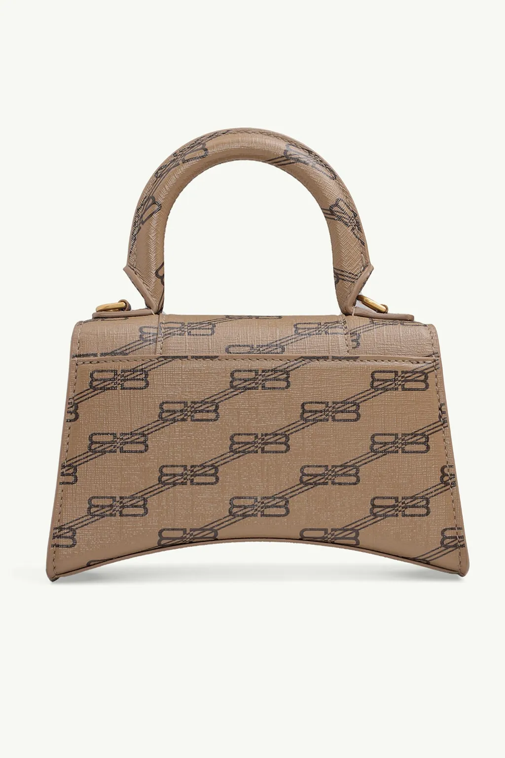 BALENCIAGA Hourglass Top Handle XS in Beige/Brown BB Monogram Coated Canvas GHW 1
