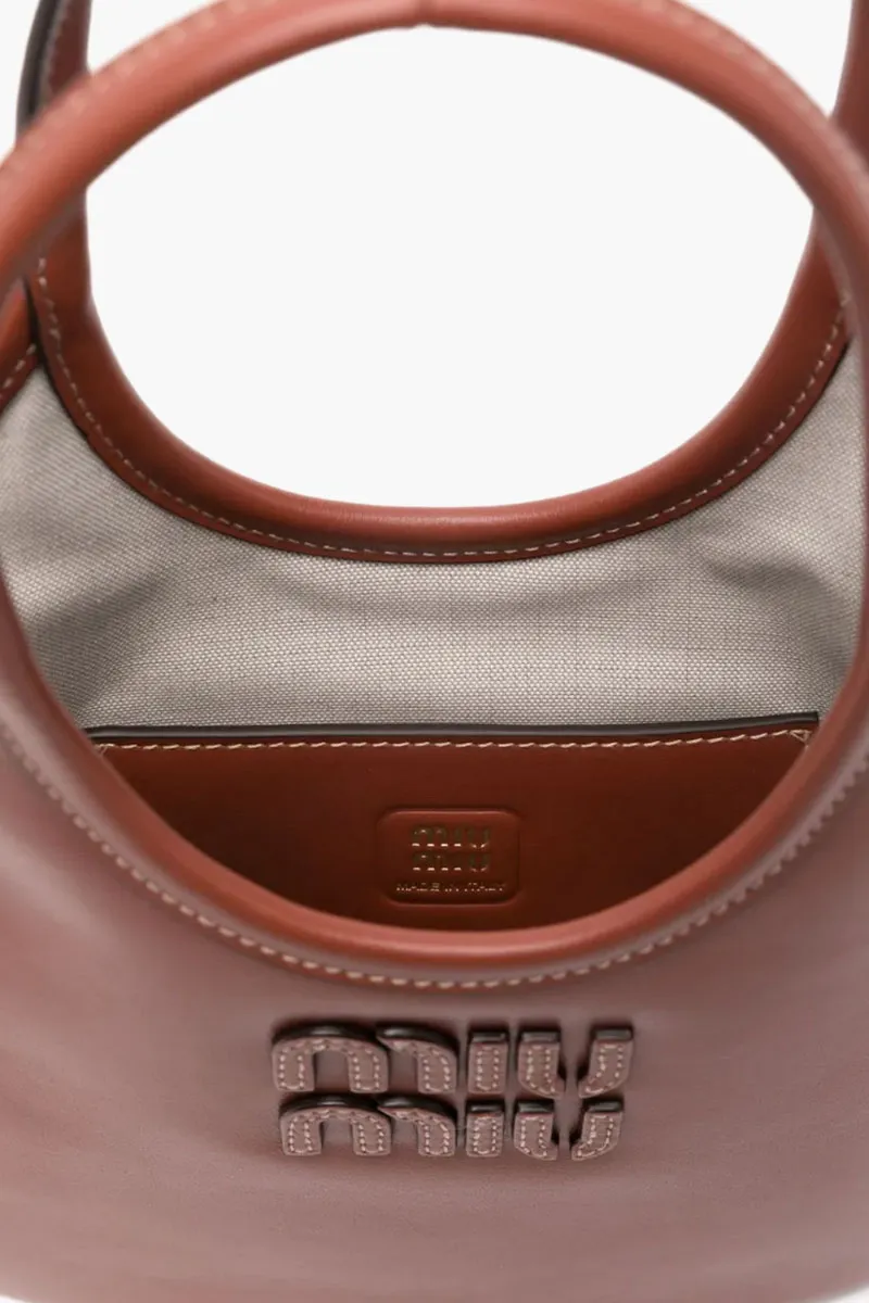 MIU MIU Mini IVY Handbag in Rust Calfskin Leather with Shoulder Strap 2