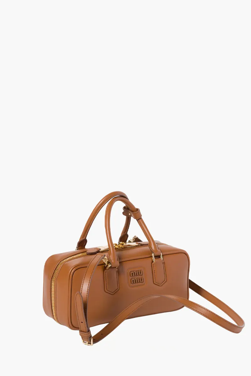 MIU MIU Large Arcadie Top-Handle Bag in Cognac Leather 1