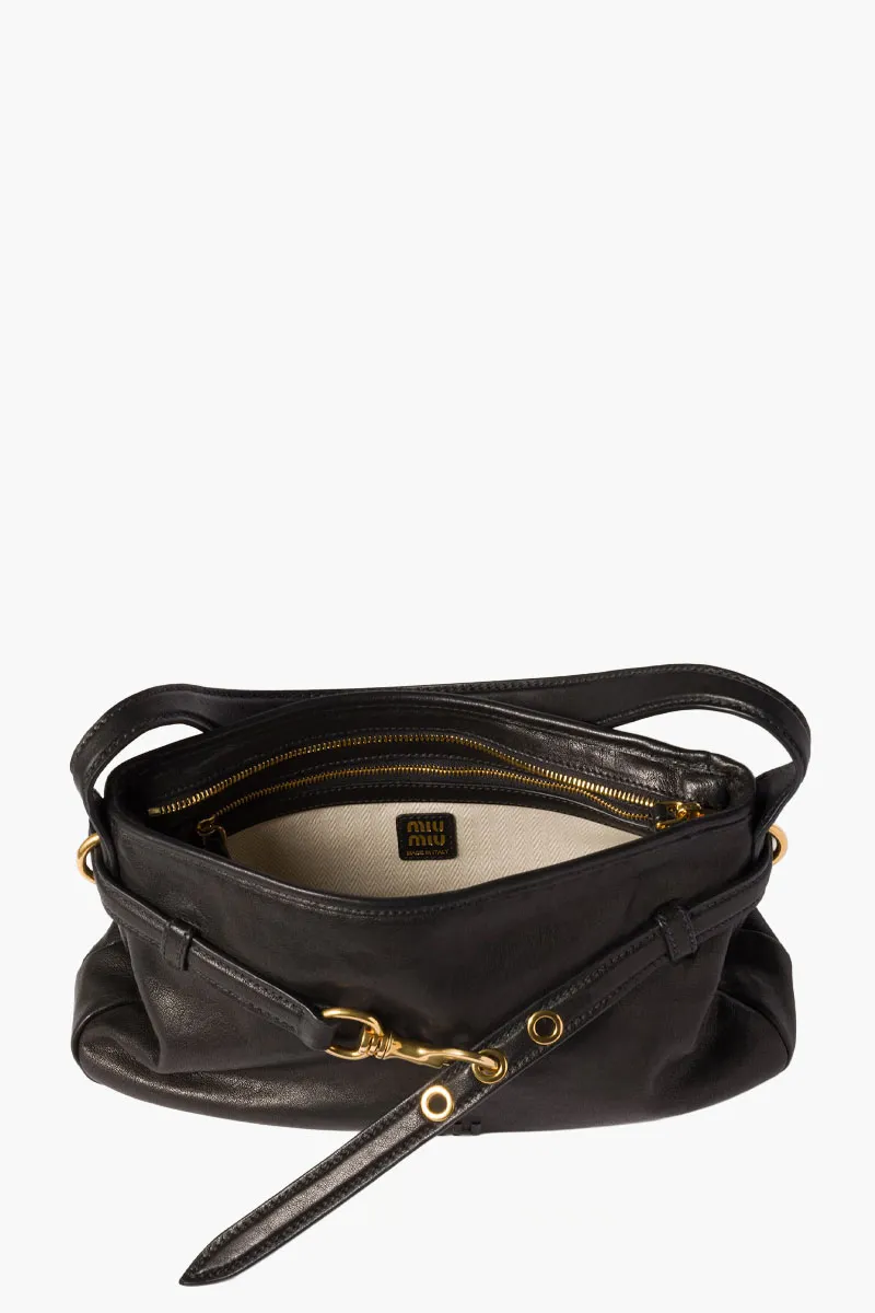 MIU MIU Regular Aventure Shoulder Bag in Black Nappa Leather 4