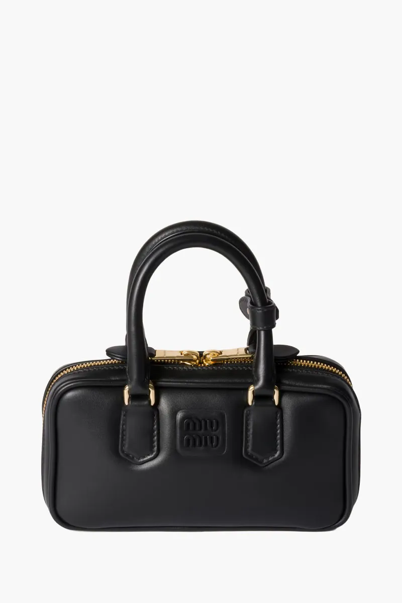MIU MIU Arcadie Mini Top Handle Bag in Black Leather 0