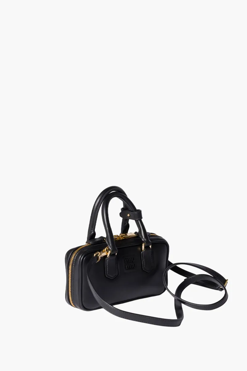 MIU MIU Arcadie Mini Top Handle Bag in Black Leather 1