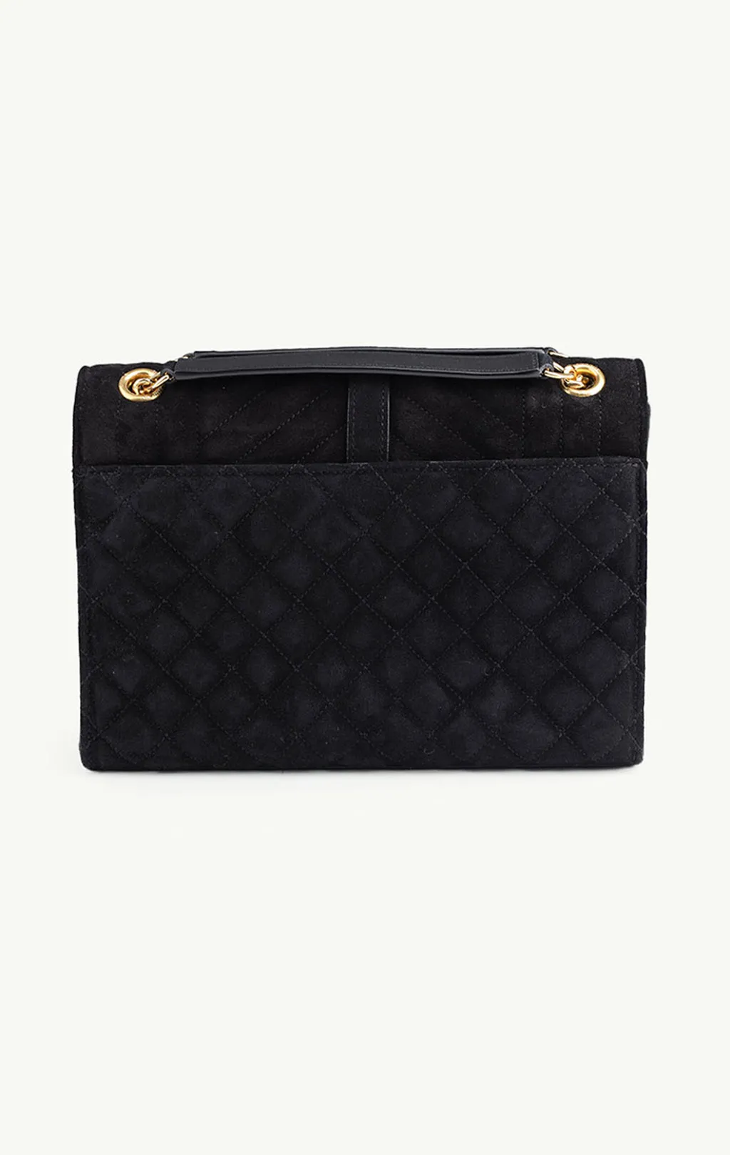 SAINT LAURENT Medium Monogram Envelope Shoulder Bag in Black Suede GHW 1