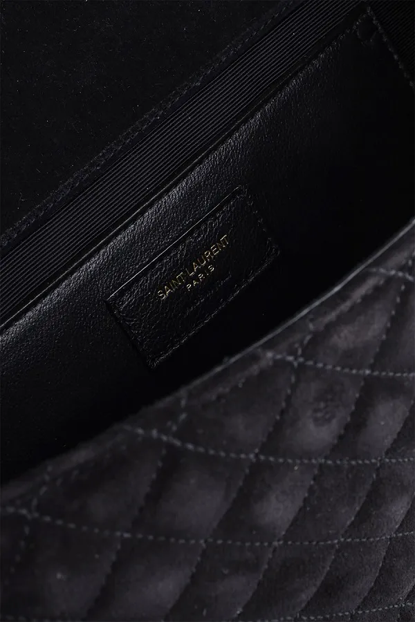 SAINT LAURENT Medium Monogram Envelope Shoulder Bag in Black Suede GHW 3