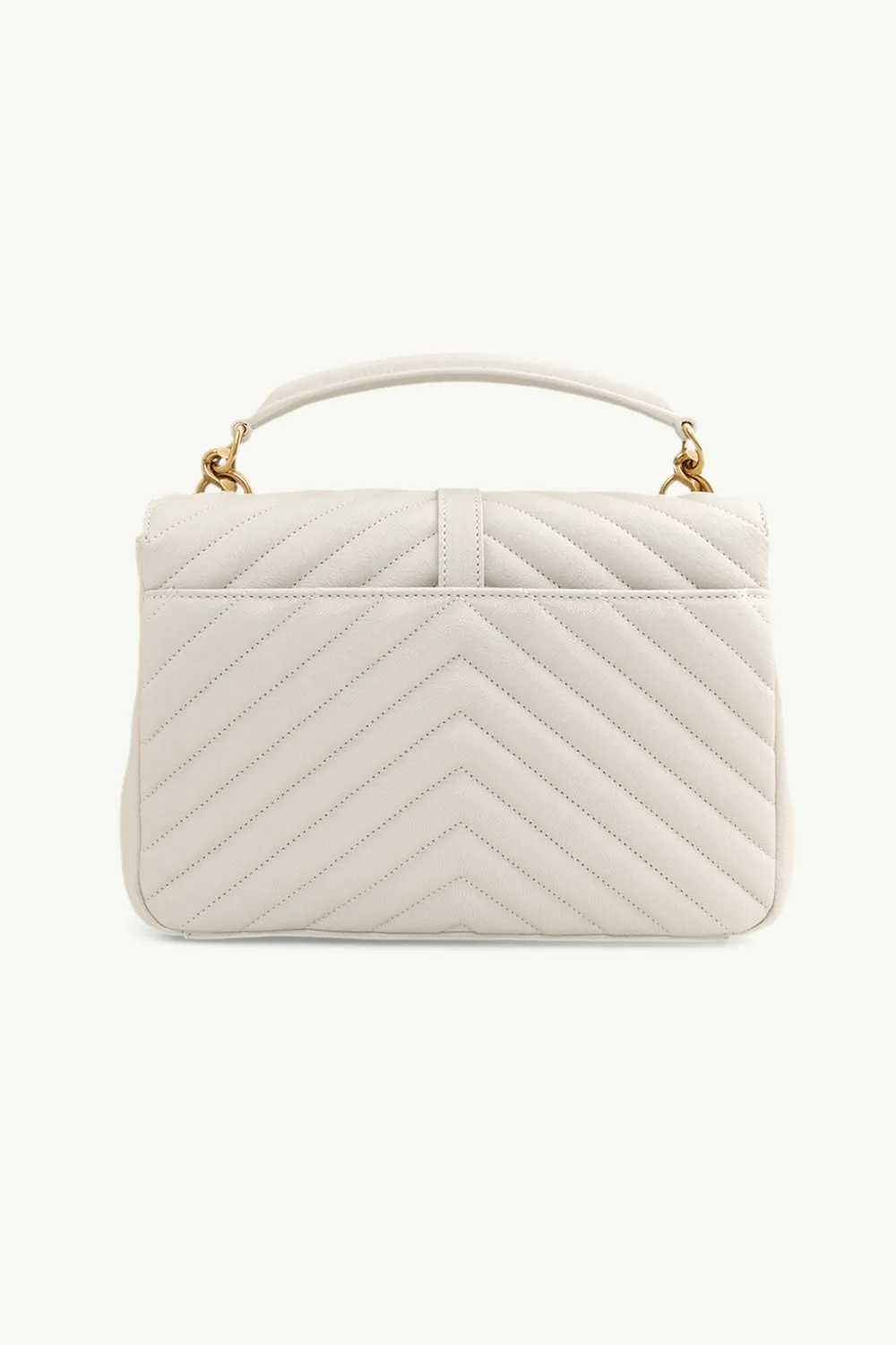 SAINT LAURENT Medium College Shoulder Bag in Blanc Vintage Quilted Leather GHW 1