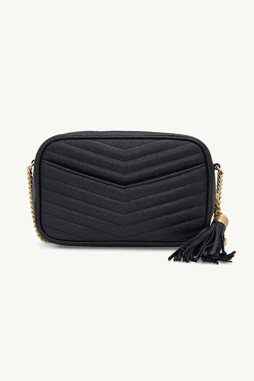 SAINT LAURENT Mini Lou Shoulder Bag in Black Quilted Leather GHW with Tassels 1