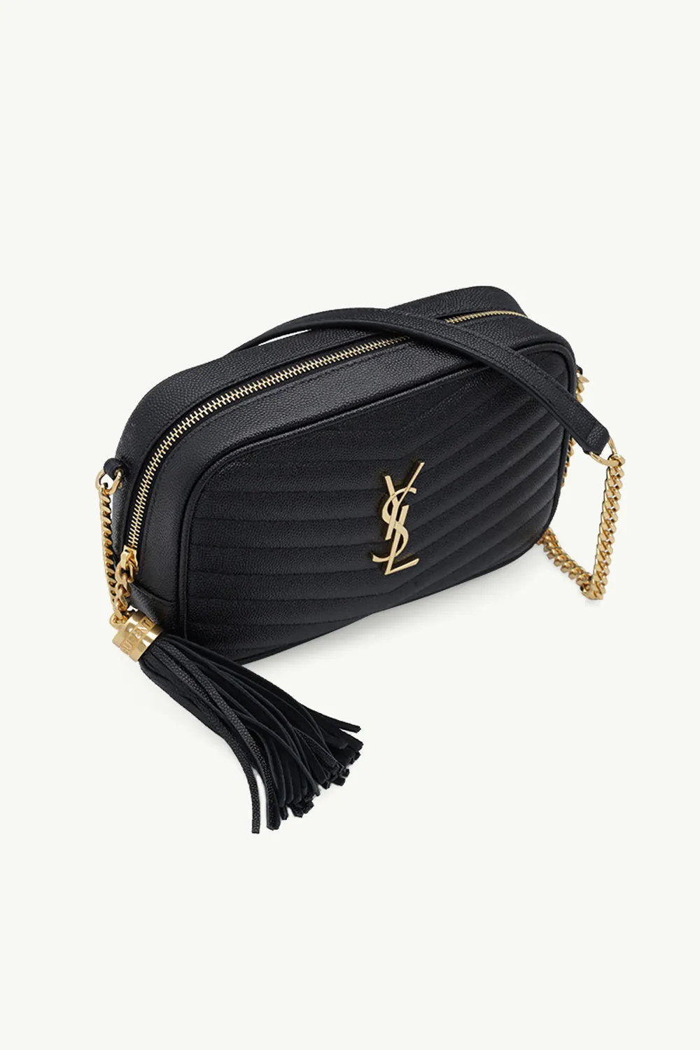 SAINT LAURENT Mini Lou Shoulder Bag in Black Quilted Leather GHW with Tassels 2