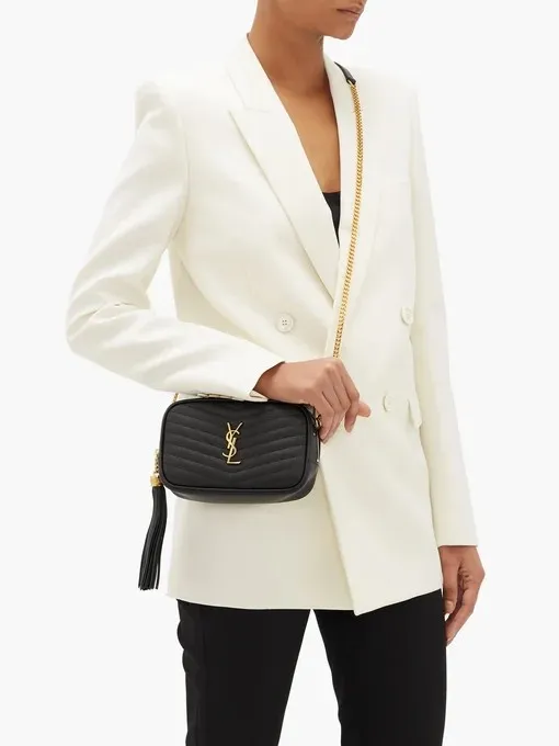 SAINT LAURENT Mini Lou Shoulder Bag in Black Quilted Leather GHW with Tassels 4