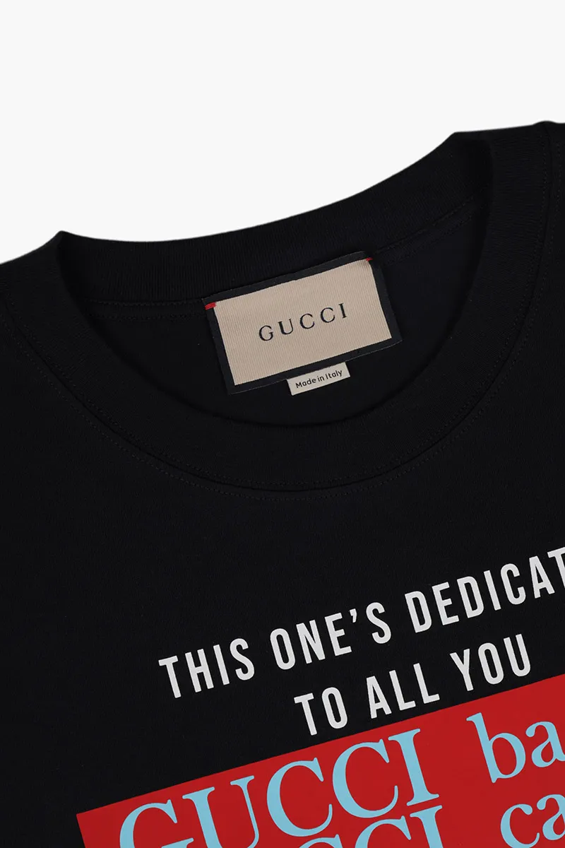 GUCCI Men Jersey Cotton T-Shirt in Black with 'YOU GOT GOOD TASTE' Print 3
