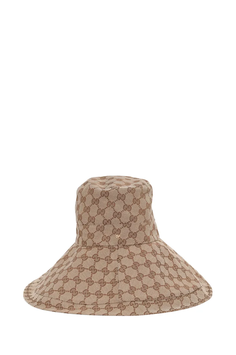 GUCCI GG Canvas Wide Brim Hat in Beige/Ebony 1