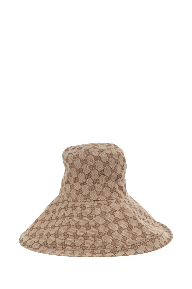 GUCCI GG Canvas Wide Brim Hat in Beige/Ebony 2