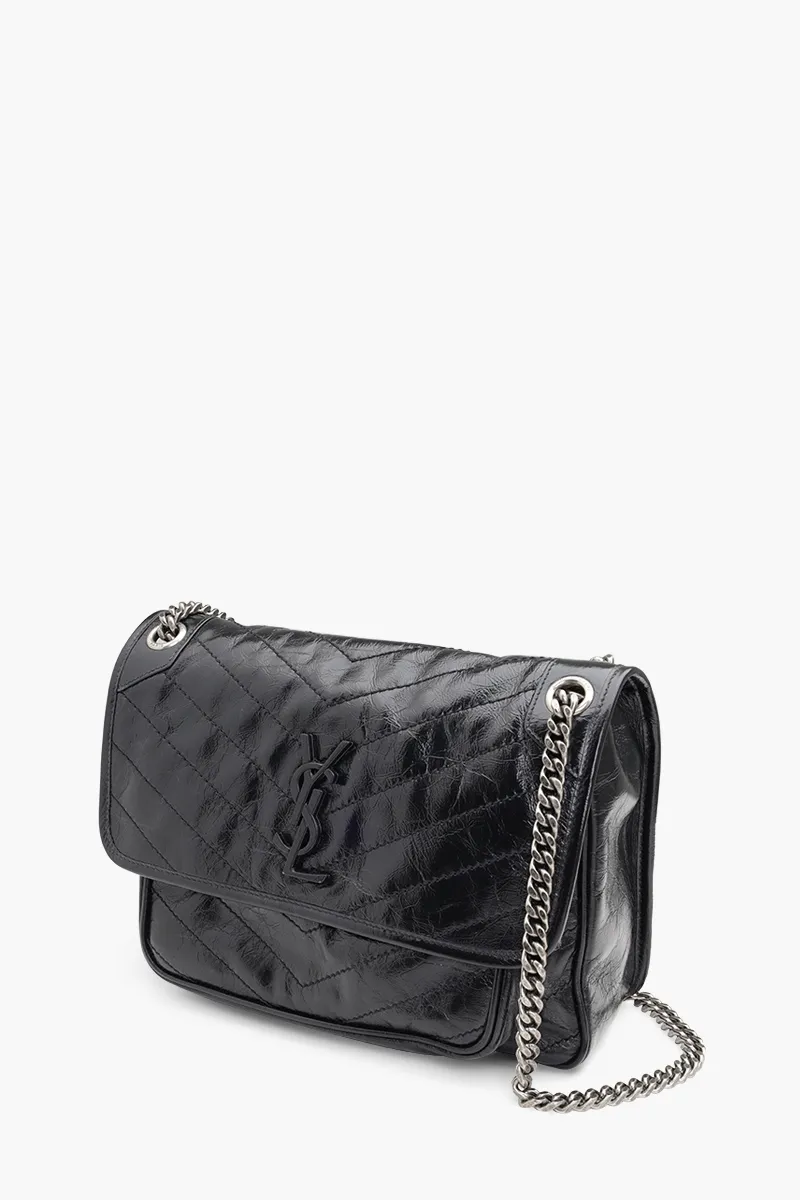 SAINT LAURENT Medium Monogramme Niki Shoulder Bag in Black Grained BHW 2