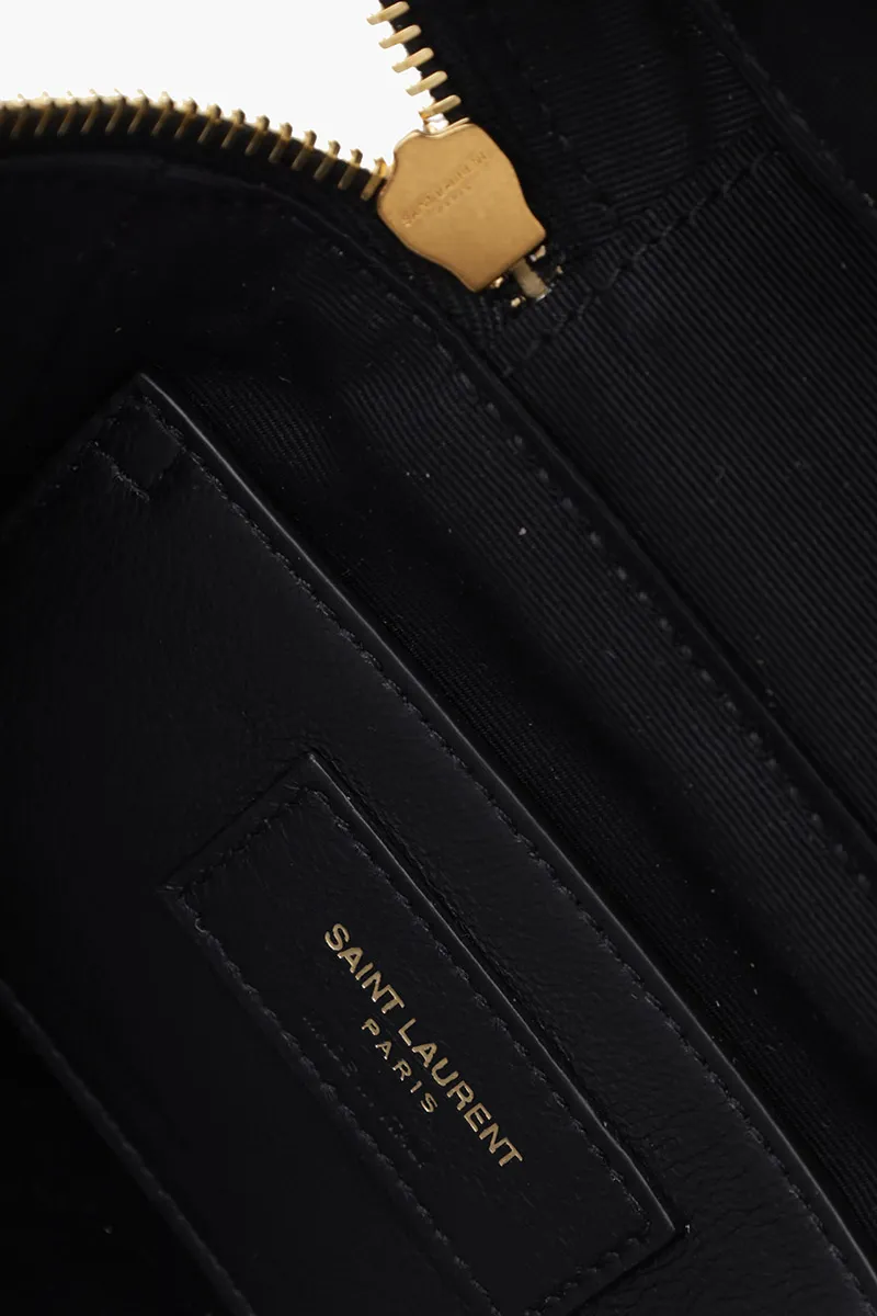 SAINT LAURENT 80'S Zip Around Vanity Bag in Black Quilted Leather GHW 3