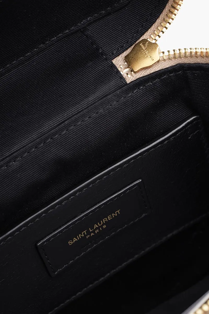 SAINT LAURENT 80'S Zip Around Vanity Bag in Dark Beige Quilted Leather GHW 3