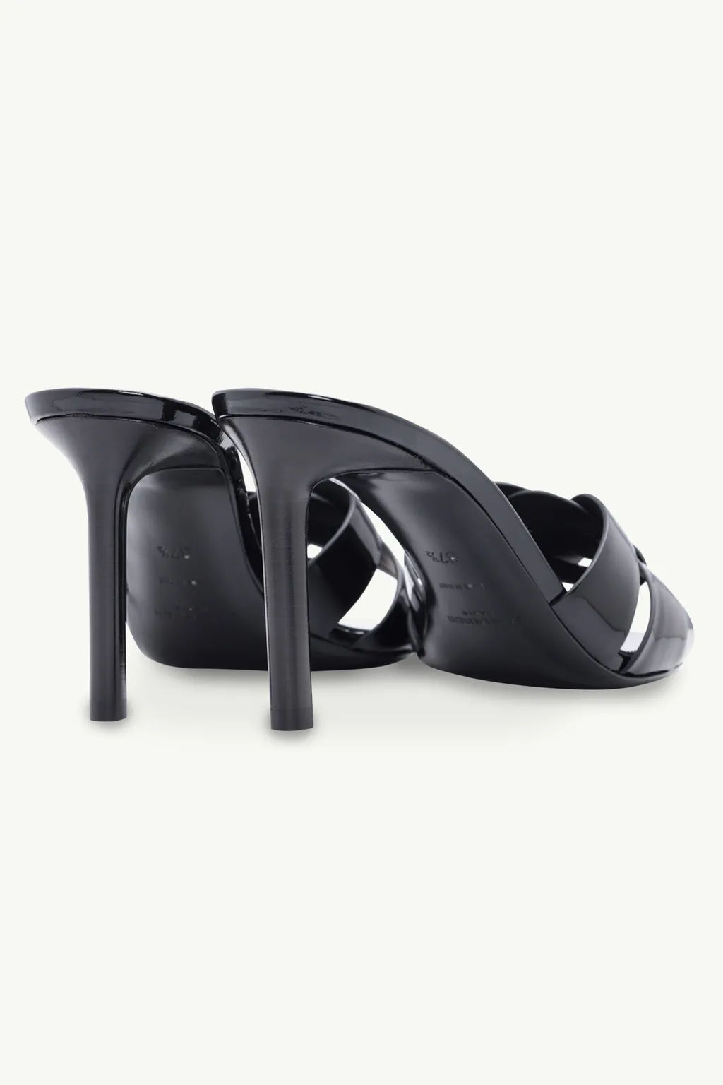 SAINT LAURENT Tribute Open Toe Mules 8.5cm in Black Patent 2