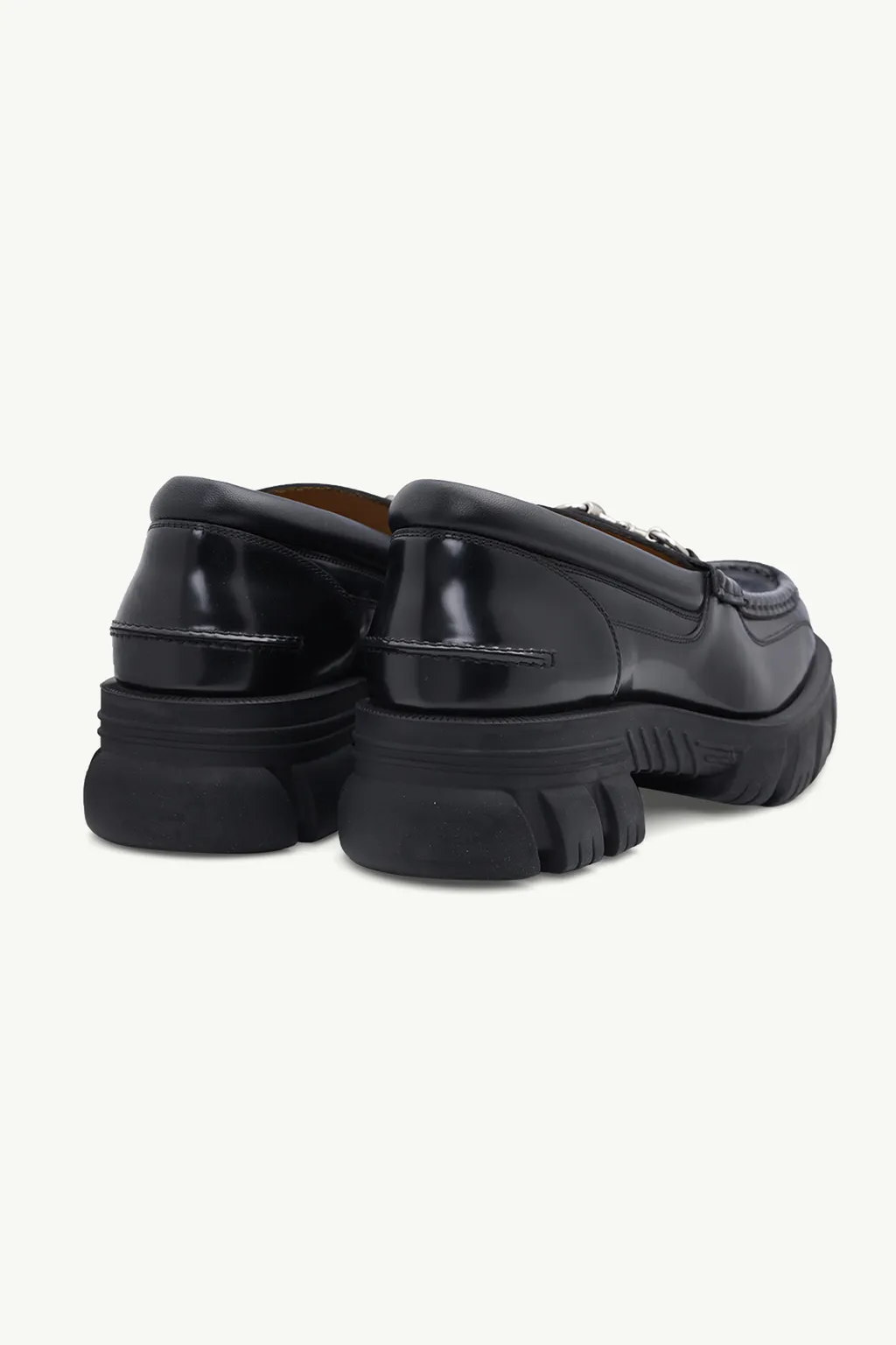 GUCCI Men Horsebit Rubber Sole Loafers 40mm in Black Smooth Leather SHW 2