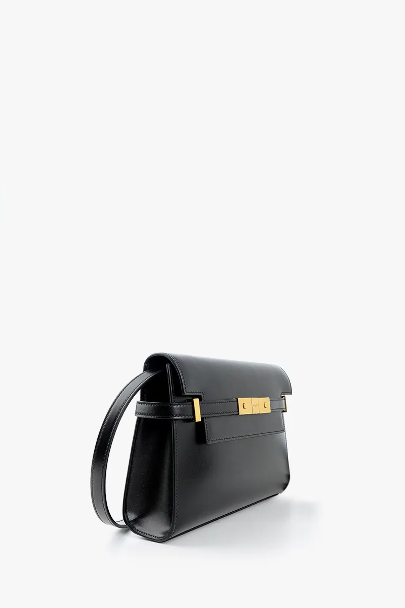 SAINT LAURENT Small Manhattan Shoulder Bag in Black Calfskin Leather Bronze Hardware 1