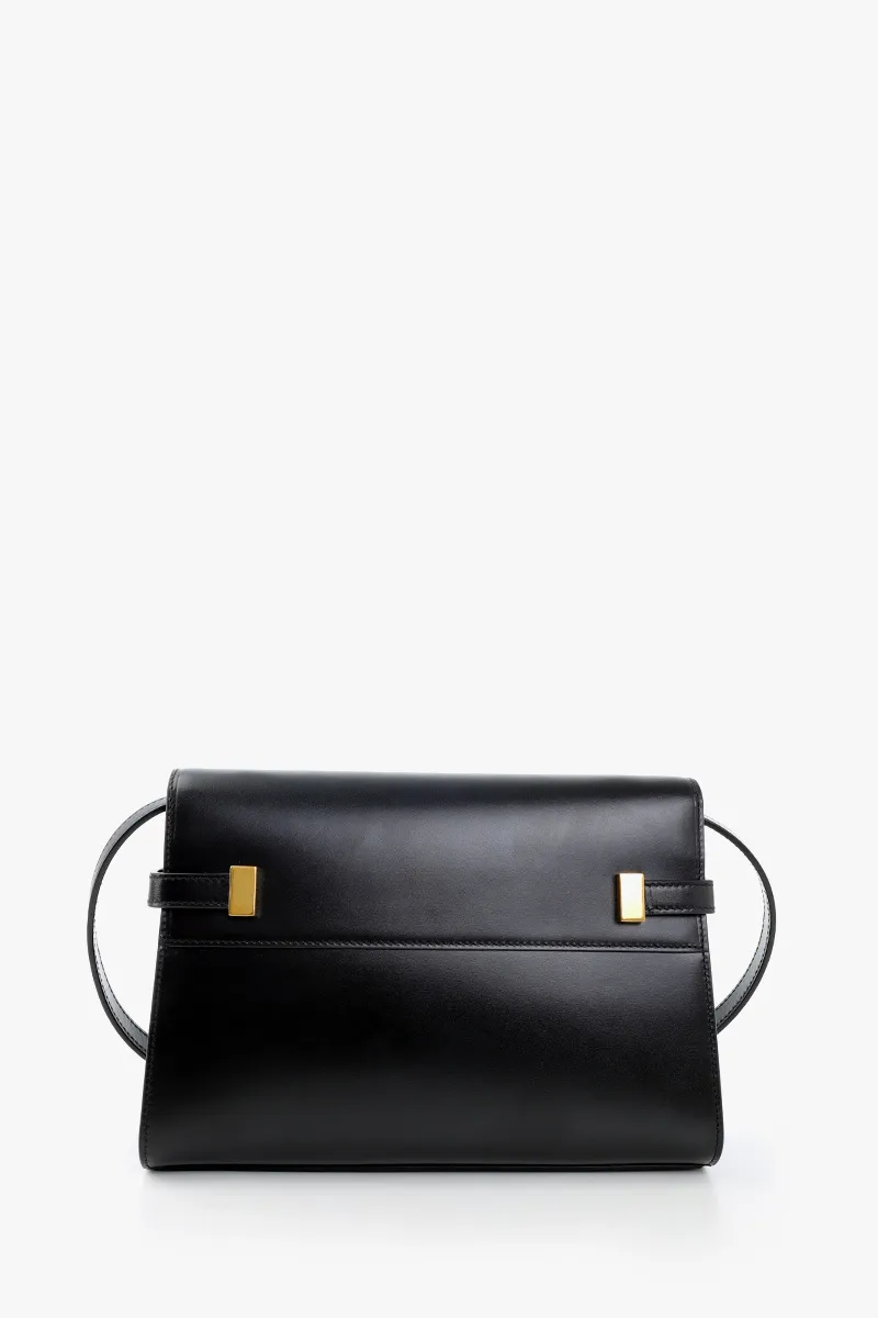 SAINT LAURENT Small Manhattan Shoulder Bag in Black Calfskin Leather Bronze Hardware 2