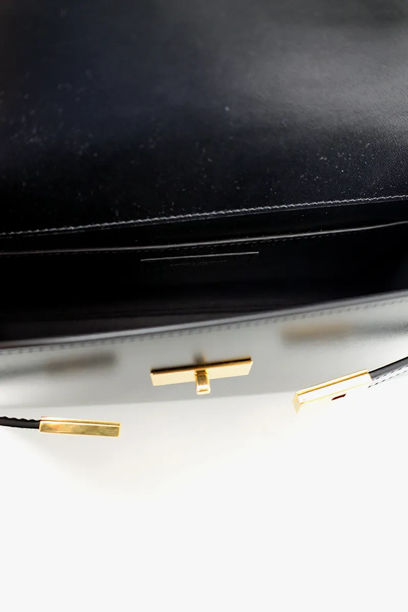 SAINT LAURENT Small Manhattan Shoulder Bag in Black Calfskin Leather Bronze Hardware 4