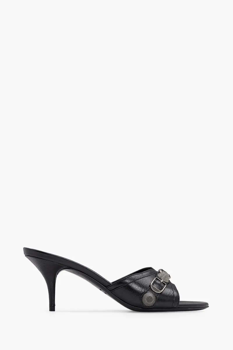 BALENCIAGA Women Cagole Sandals 70mm in Black Arena Lambskin 0