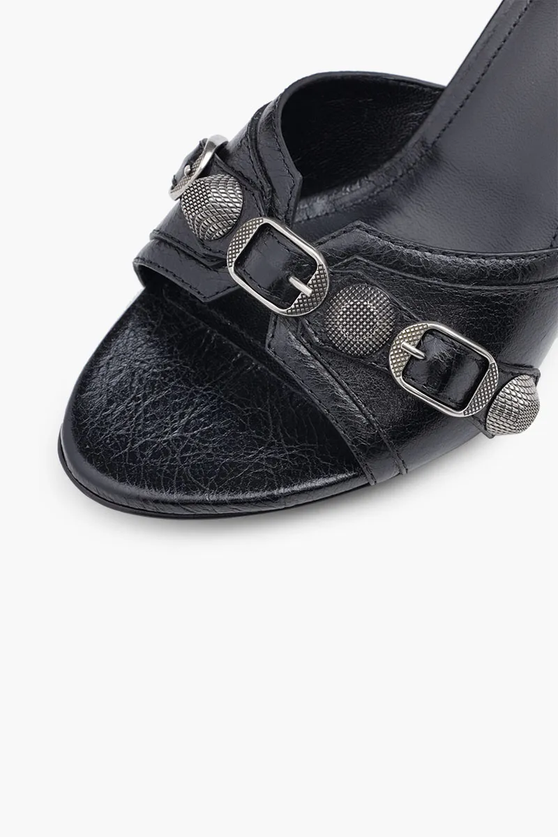 BALENCIAGA Women Cagole Sandals 50mm in Black Arena Lambskin 4