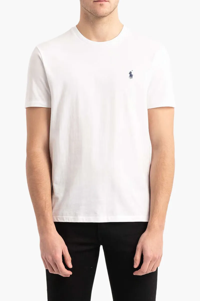 POLO RALPH LAUREN Men Logo Crewneck T-Shirt in White Jersey Cotton 1