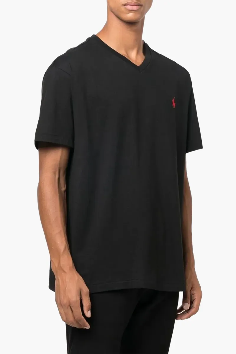 POLO RALPH LAUREN Men Short Slevee V-neck T-Shirt in Black Cotton 1