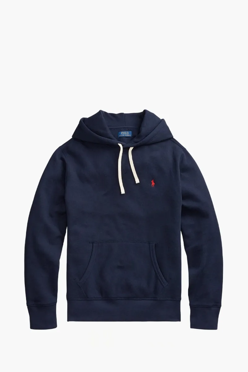 POLO RALPH LAUREN Men The RL Fleece Sweatshirt in Navy/Red Cotton with Hoodie 0