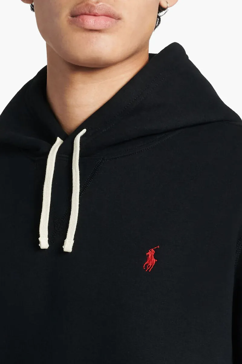 POLO RALPH LAUREN Men The RL Fleece Sweatshirt in Black/Red Cotton with Hoodie 3