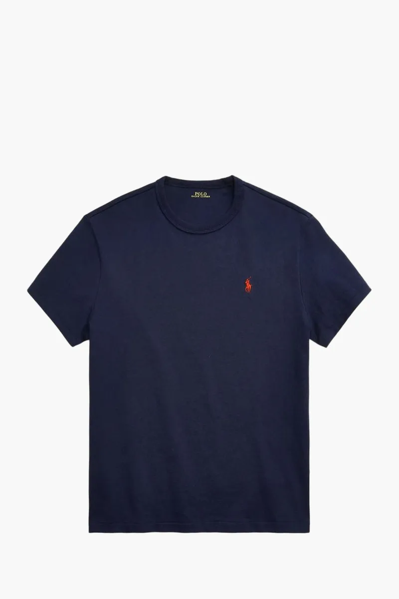 POLO RALPH LAUREN Men Classic Regular Fit T-Shirt in Newport Navy/Red Cotton 0